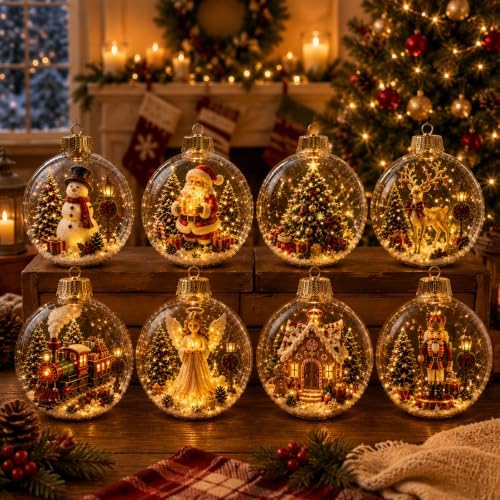 Glowing Christmas Story Ornament Light-up Mini Holiday Scene (8PCS) by Unknown