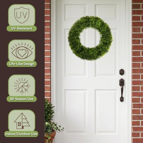 Pure Garden Foxtail Wreath, Green, 20” - Image 4