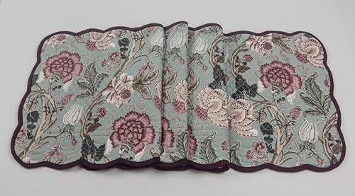 Burgundy Teal - Bloom Collection Luxury Handcrafted Runner (Reversible) Cotton Quilted Fabric Machine Washable – Elegant Home Decor – 14 x 72 inches - Image 2