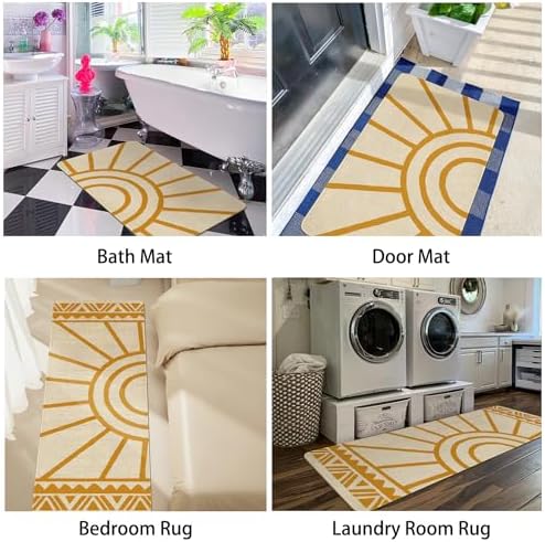 Boho Kitchen Mat Set of 2,Modern Farmhouse Sun Kitchen Rugs and Mats Non Skid Washable,Bohemia Runner Rugs with Rubber Backing for Kitchen Decor Accessories (17"x47"+17"x30") - Image 6