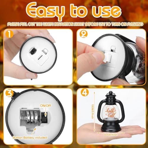 Ferraycle 24 Pcs Fall Mini Lantern Decor, 4" Thanksgiving Pumpkin Lantern - Image 2