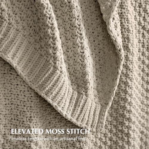 EVERGRACEHOME Chunky Chenille Knit Throw Blanket, 60 x 80, Warm Gray - Image 2