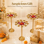 LemonRoad 3 Diwali Lotus Urli Bowl Candle Holder for Indian Diwali Pooja - Image 6