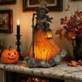 Amber-Orange Halloween Witch Lamp, Resin Witch Statue for Tabletop Decor by Unknown