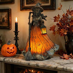 Amber-Orange Halloween Witch Lamp, Resin Witch Statue for Tabletop Decor by Unknown