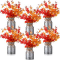 Zeyune 6 Sets Fall Thanksgiving Table Centerpiece Decoration 18 Pcs Harvest Artificial Flower Stem Faux Fall Arrangement with 6 Pcs Metal Pot for Autumn Farmhouse Home Kitchen Dining Indoor Decoration by Zeyune