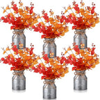 Zeyune 6 Sets Fall Thanksgiving Table Centerpiece Decoration 18 Pcs Harvest Artificial Flower Stem Faux Fall Arrangement with 6 Pcs Metal Pot for Autumn Farmhouse Home Kitchen Dining Indoor Decoration by Zeyune