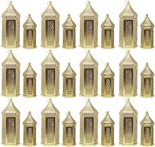 Vela Lanterns Decorative Indoor Gold Ramadan Temple Lanterns, Set of 24 by VelaCandleLanterns