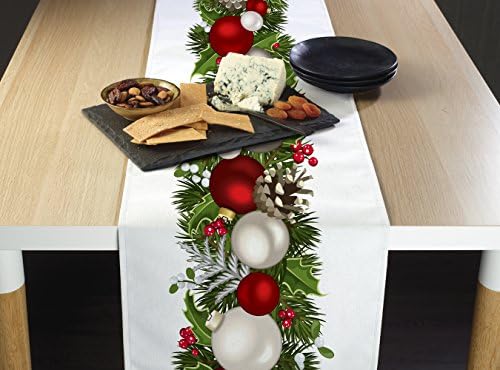 Christmas Table Runners | Garland Table Runner | Winter Decorations for Home | Festive Holiday Table Decor | Kitchen Dining Table Runner | Made in The USA | 14" x 108" Long - Image 2