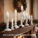 Mumufy Matte Candlestick Holders, Metal Wedding Taper Candle Holders Vintage Candles Stand Set, Candle Stick Decor for Mantel Table Centerpiece Wedding Dining Table Decor Mantelpiece(White,10 Pcs) - Image 5