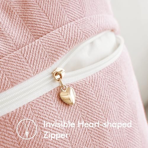 MIULEE Pack of 2 Pink Decorative Chenille Pillow Covers 20x20 Inch - Image 3