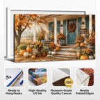 WAXWHELK Farmhouse Fall Canvas Wall Art, Pumpkin Autumn Farmhouse Porch Painting Pictures Rustic Thanksgiving Home Decor Artwork for Living Room Bedroom (16"x32") - Image 6