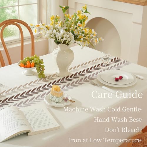 Zobesta Linen Table Cloth Rectangle Table 120x53 Inch White Table Cover - Image 3