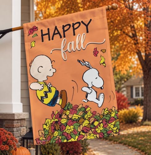 Peanuts Happy Fall Charlie Brown and Snoopy House Flag 28" x 40", Charlie Brown & Snoopy Autumn Outdoor Flag, Officially Licensed Polyester Seasonal Yard & Porch Décor - Image 2