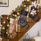 LUBOT Christmas Stockings Set of 4, Western Cowboy 20" Rustic Farmhouse Fireplace Hanging Décor Neutral Embossed Leather & Plush Faux Fur with Tassel Accents Large Family Xmas Stockings - Image 6