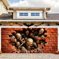 Gothic Horror Skeletons Halloween Skull Garage Door Banner 7x16ft by LEIWEIHOPE