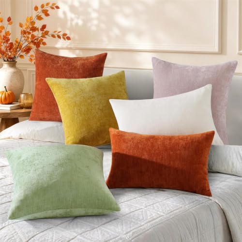decorUhome Soft Chenille Rust Throw Pillow Covers 24X24 Set of 2 - Image 4