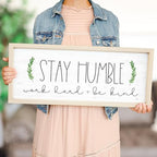 Simply Said, INC Farmhouse Frames 10" x 24" Sign - Stay Humble, Work Hard and Be Kind - Image 3