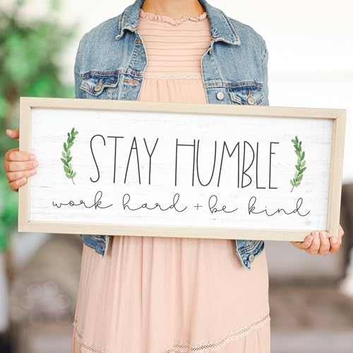 Simply Said, INC Farmhouse Frames 10" x 24" Sign - Stay Humble, Work Hard and Be Kind - Image 3