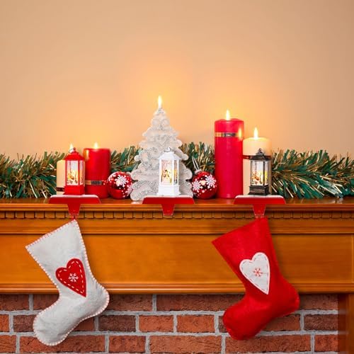 Ceenna 6 Sets Christmas Stocking Holders for Mantle with LED Light Xmas Stocking Fireplace Hooks Hanger Christmas Decoration for Fireplace Mantle - Image 4