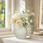 Briful Rustic Ceramic Farmhouse Vase, 5.9" Vintage Textured Pottery Jar - Image 2