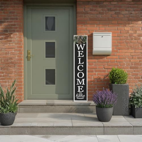 Welcome Sign for Front Porch, 45"×9" Welcome to Our Home Sign Strength Durability, Outdoor Welcome Sign Wooden Frame Weight Light for Farmhouse Wall Hanging Decoration (White) - Image 3