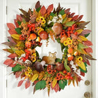 Fall Wreaths for Front Door 24 Inch Whimsical Fox Fall Foor Wreath - Image 2