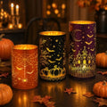 Wind Shear Lighted Halloween Glass Lanterns Set of 3, Tabletop Decor by Unknown