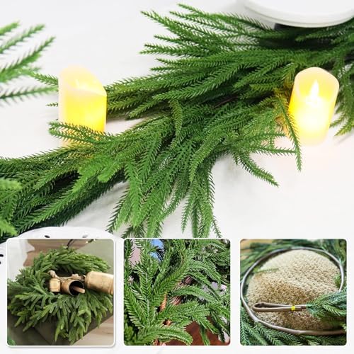 2Pcs 6FT Artificial Norfolk Pine Garland, Real Touch Christmas Garlands - Image 4