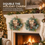4 Pcs Mini Christmas Wreaths for Kitchen Cabinet Front Door with Bow - Image 6