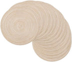 SHACOS 15 inch Beige Round Placemats Set of 12 for Dining Table Woven Braided Circle Place Mats Kitchen Placemat Washable Table Mats by SHACOS
