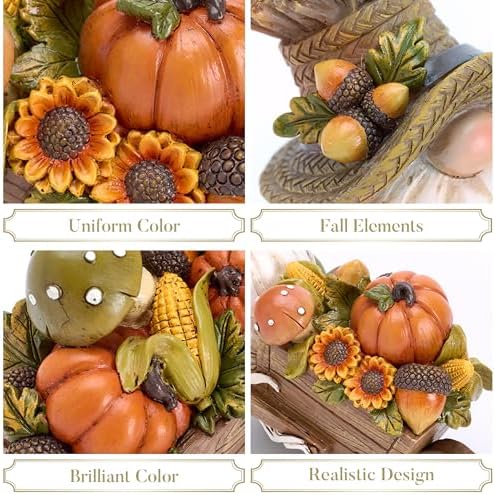 Valery Madelyn Fall Decorations for Home, 2 Pcs Fall Gnomes Decor for Table Indoor Outdoor, Resin Thanksgiving Decorations Garden Pumpkins Figurines for Autumn Harvest Porch Tiered Tray Mantel, 4" - Image 5