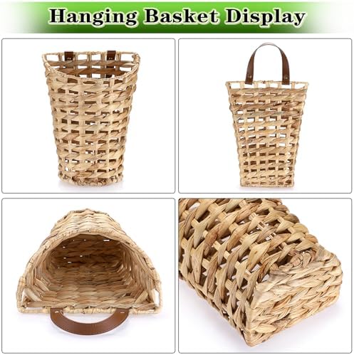 OwnMy Water Hyacinth Hanging Basket Woven Wall Basket for Planters, Flowers - Image 4