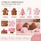 Geelin 5 Pcs Christmas Throw Pillows Gingerbread Xmas Tree Snowflake Candy - Image 5