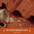 Softalker Fall Jacquard Rectangle Tablecloth, 60 x 120 Inch Rust - Image 4