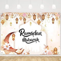 MEHOFOND 8x6ft Ramadan Mubarak Backdrop, Watercolor Lantern Moon Flower Islamic Muslim Ramadan Eid Decor Party Supplies Banner Photo Booth Props by MEHOFOND