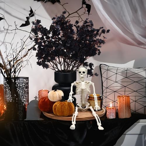 Pinkunn 13 Pcs Halloween Wood Tray Centerpiece Black Vase Skeleton Pumpkin - Image 3