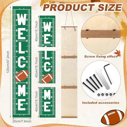 Weysat Fall Football Porch Sign 47.2" Outdoor Football Decorations for Home - Image 2