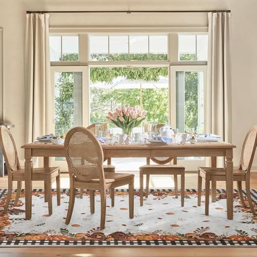 Artoid Mode Buffalo Plaid Pumpkins Mushrooms Birdhouse Leaves Fall Area Rug, Autumn Thanksgiving Home Decor Low-Profile Washable Area Rugs for Entryway Bedroom Living Room Laundry Room Indoor 5x7 Feet - Image 4