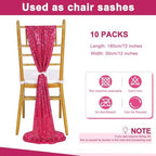 Fuchsia Table Runners 10 Pieces 12x72 Inches Sequin Glitter Table Runner for Birthday Party Baby Shower Holiday Event Table Decorations - Image 5