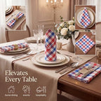 Urban Villa Cloth Napkins July4th 20x20 (Set of 12) Red/Blue - Image 2
