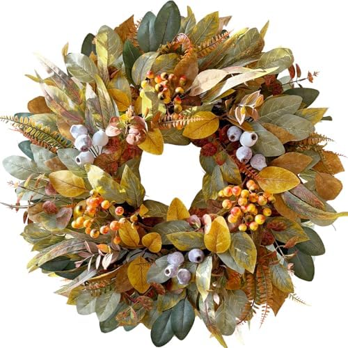 WANNA-CUL 22 Inch Eucalyptus Fall Front Door Wreath Harvest Farmhouse Decor by WANNA-CUL