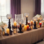 Black Crystal Candle Holders Set of 4(11.4" & 8.8") - Image 6