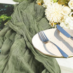 12 Pack Sage Green Cheesecloth Table Runner 10ft Boho Gauze Cheese Cloth Table Runner Rustic Sheer Runner 120 inch Long for Christmas Wedding Bridal Baby Shower Birthday Table Decorations - Image 4