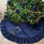 Velvet Christmas Tree Skirt, 72 Inches, Bow Style, Navy Blue by Vertintong