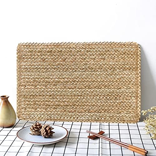 Woven Placemats Set of 4 Rattan Placemats Rectangle Natural Placemats Wicker Heavy Braided Straw Placemat Farmhouse Square Plates Place mats for Indoor/Outdoor Patio Table 17.7'' X 11.8'' - Image 3