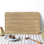 Woven Placemats Set of 6 Rattan Placemats Rectangle Natural Placemats Wicker Heavy Braided Straw Placemat Farmhouse Square Plates Place mats for Indoor/Outdoor Patio Table 17.7'' X 11.8'' - Image 3