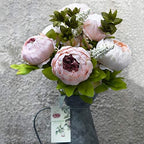FiveSeasonStuff Rosy Pale Pink Artificial Peony Bouquet Set of 2 - Image 2