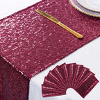 ShinyBeauty Burgundy Sequin Table Runner 12x108 Inch, Pack of 10, for Party by ShinyBeauty