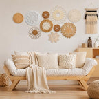 10 piece (Bohemian) Boho Wall Basket Decor – Handmade Woven Wall Baskets, Farmhouse Wall Art, Rustic Hanging Basket Set for Living Room, Bedroom & Kitchen Summer decoration - Image 3